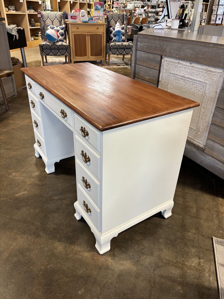 Painted 8 Drawer Kneehole Desk 46 X 22.5 X 30