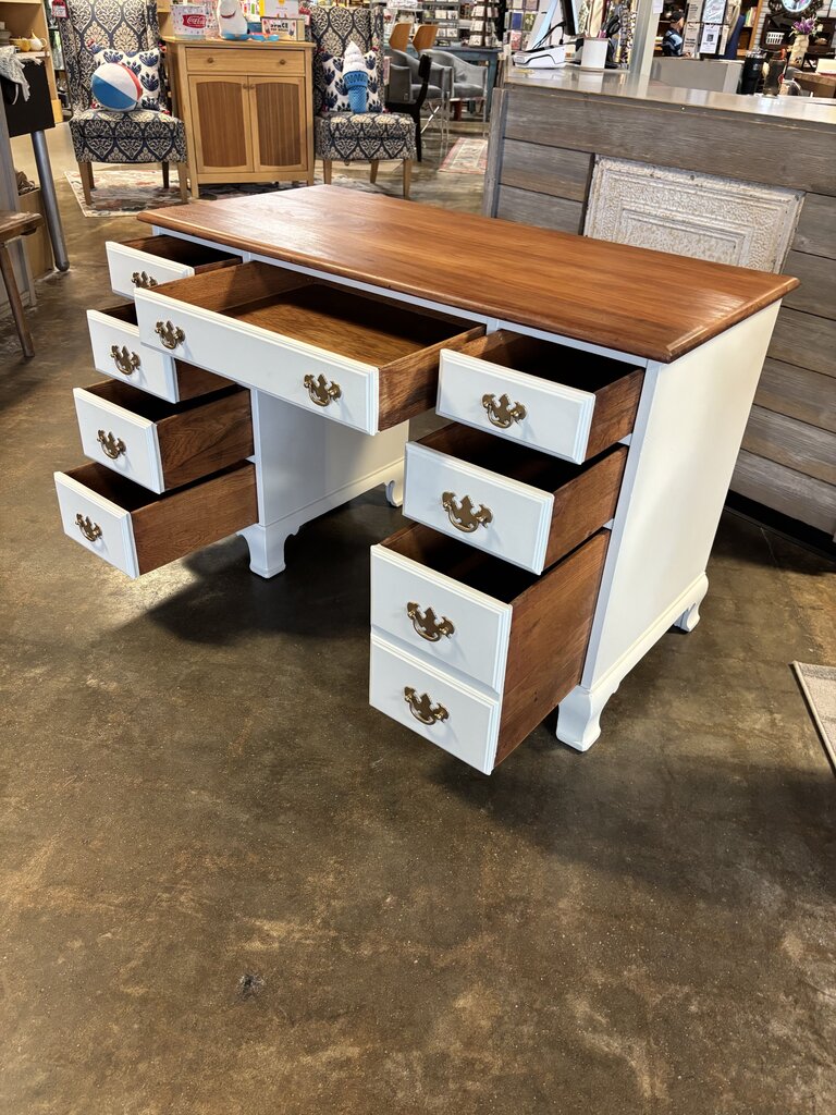 Painted 8 Drawer Kneehole Desk 46 X 22.5 X 30