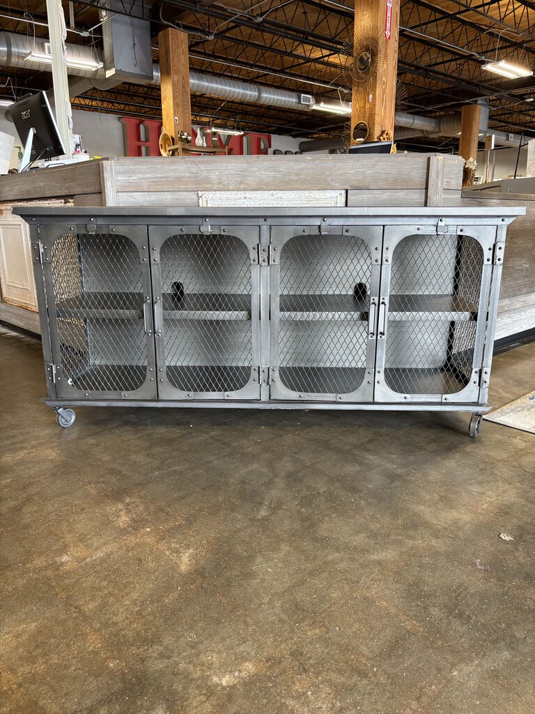 Rolling Metal Console/Storage Cabinet 62.25 X 20 X 30