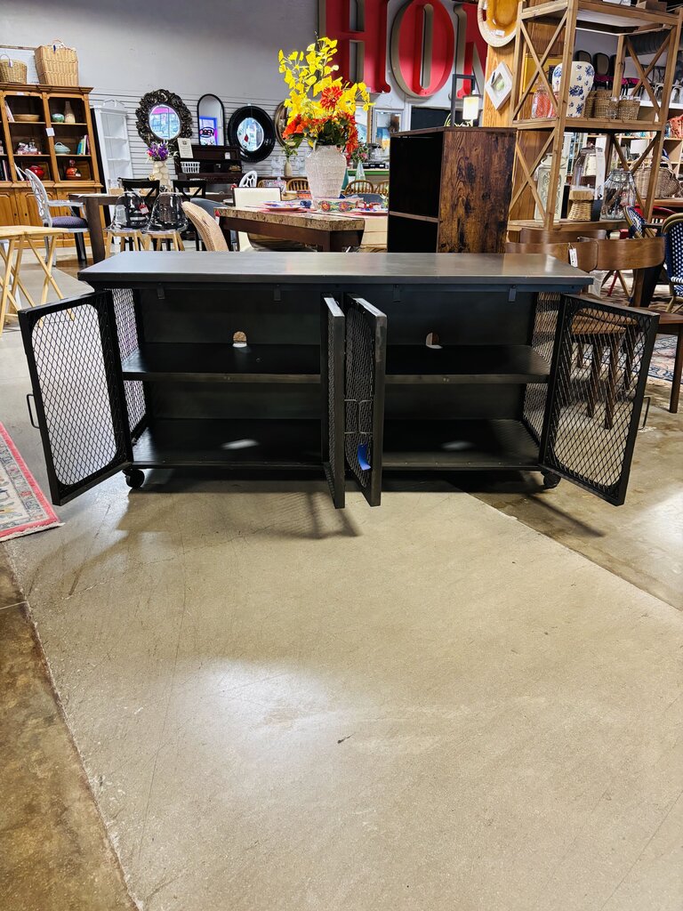 Rolling Metal Console/Storage Cabinet 62.25 X 20 X 30