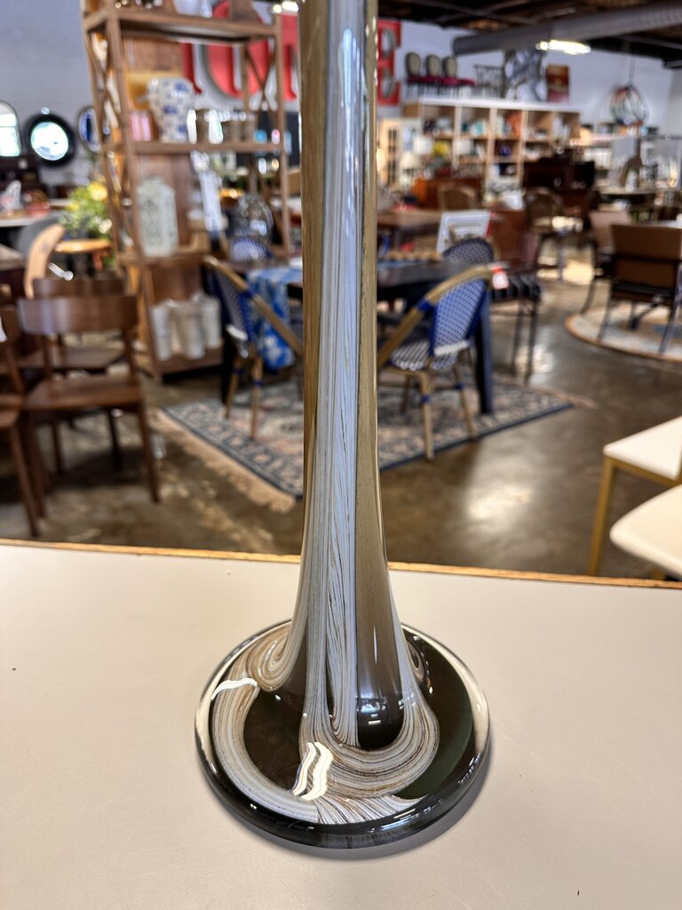 Hand Blown Trumpet Shape Glass Vase 32"H