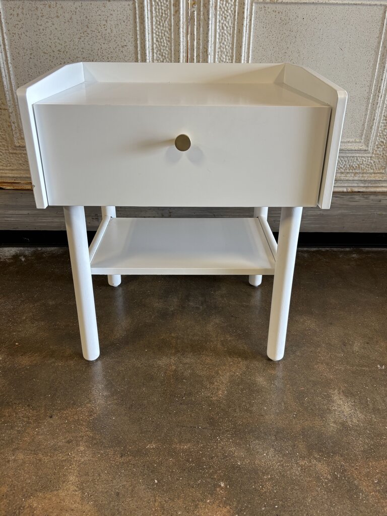 White Bedside Table & Drawer