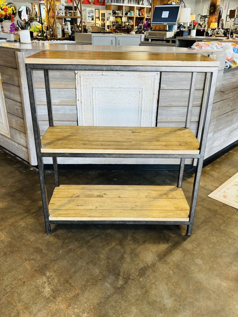 Wood/Metal 3 Tier Bookshelf 34 X 14 X 39.25