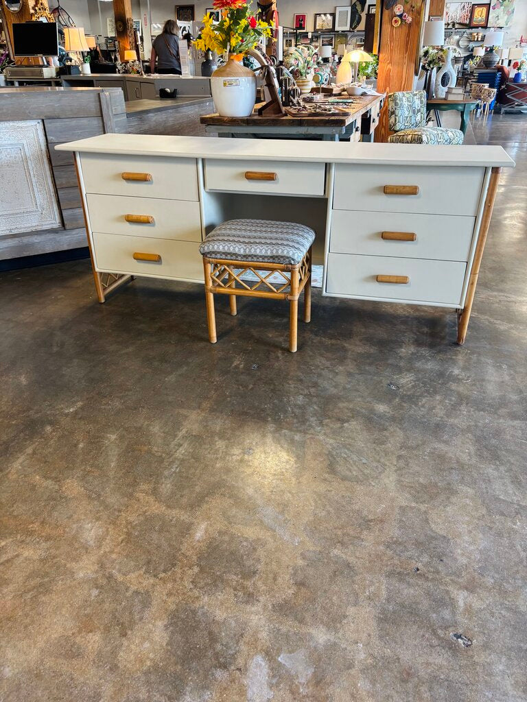 Painted Vanity/Desk with Bench 76 X 18.5 X 31