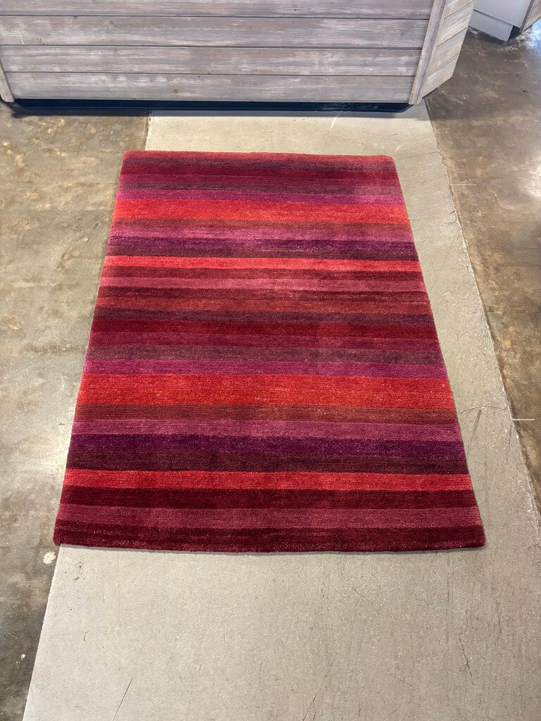 Hand Knotted Tibetan Striped Rug 49.5 X 72