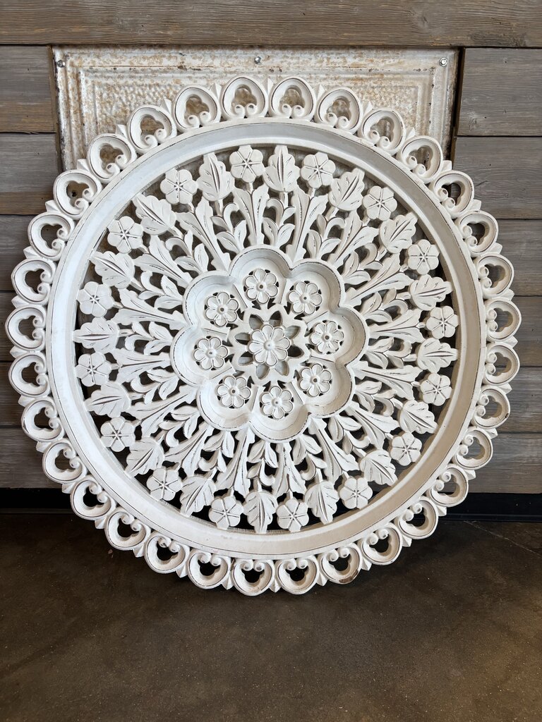 Round Wood Floral Wall Deco 32"R
