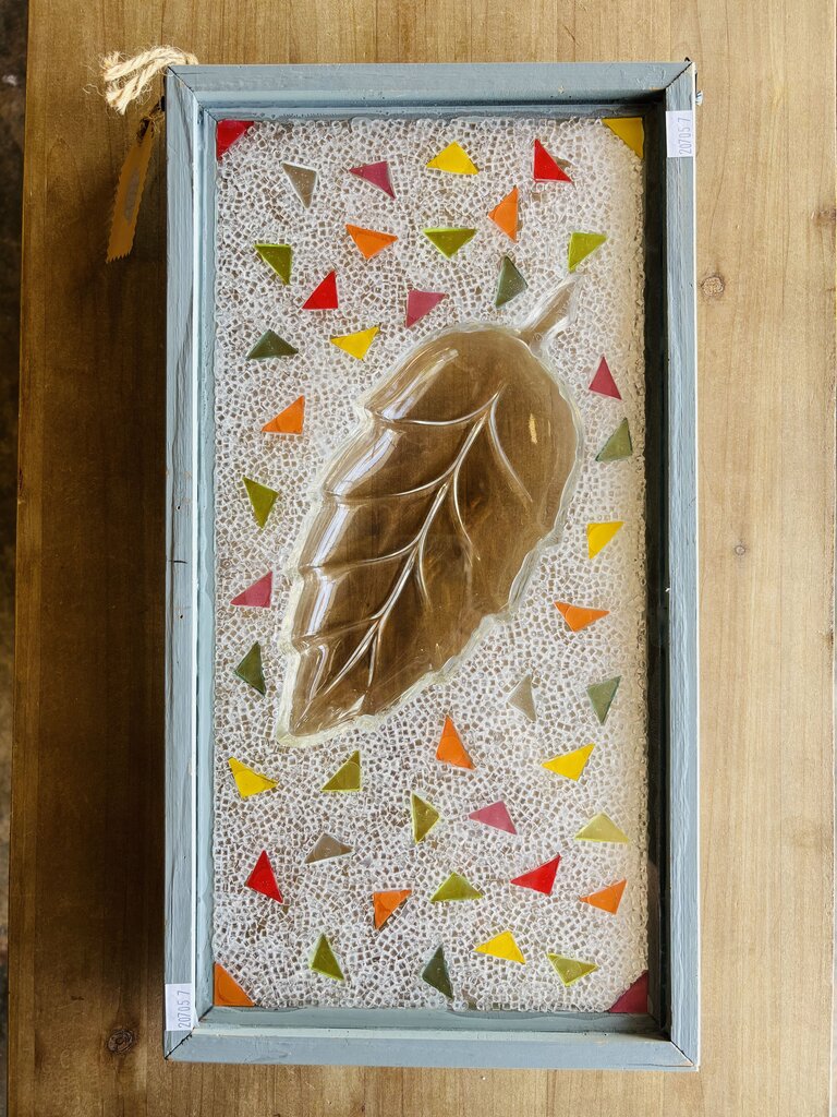 Framed Vintage Glass Leaf Bowl 9.25 X 17.25