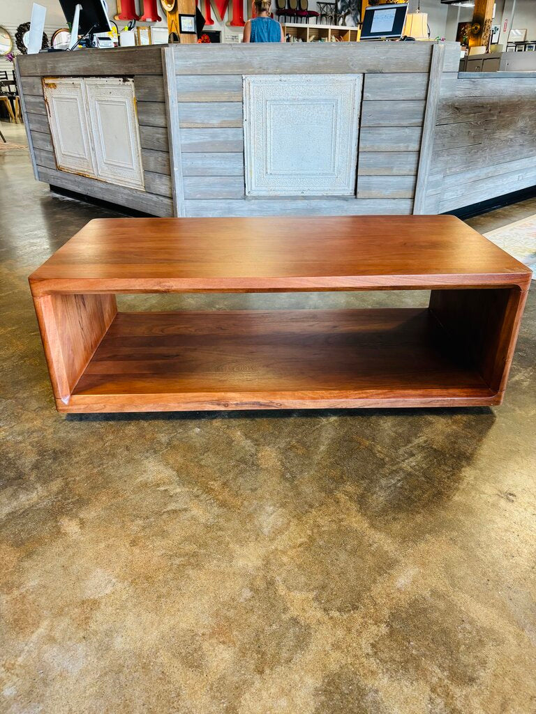 Open-Shelf Acacia Wood Coffee Table 48 X 24.5 X 16
