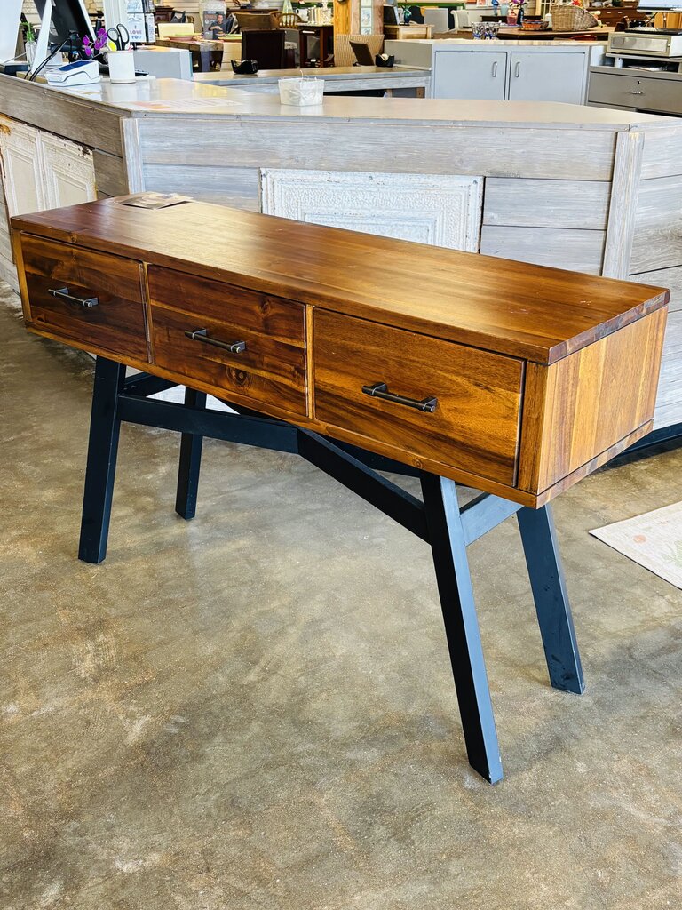Wood 3 Drawer Console
