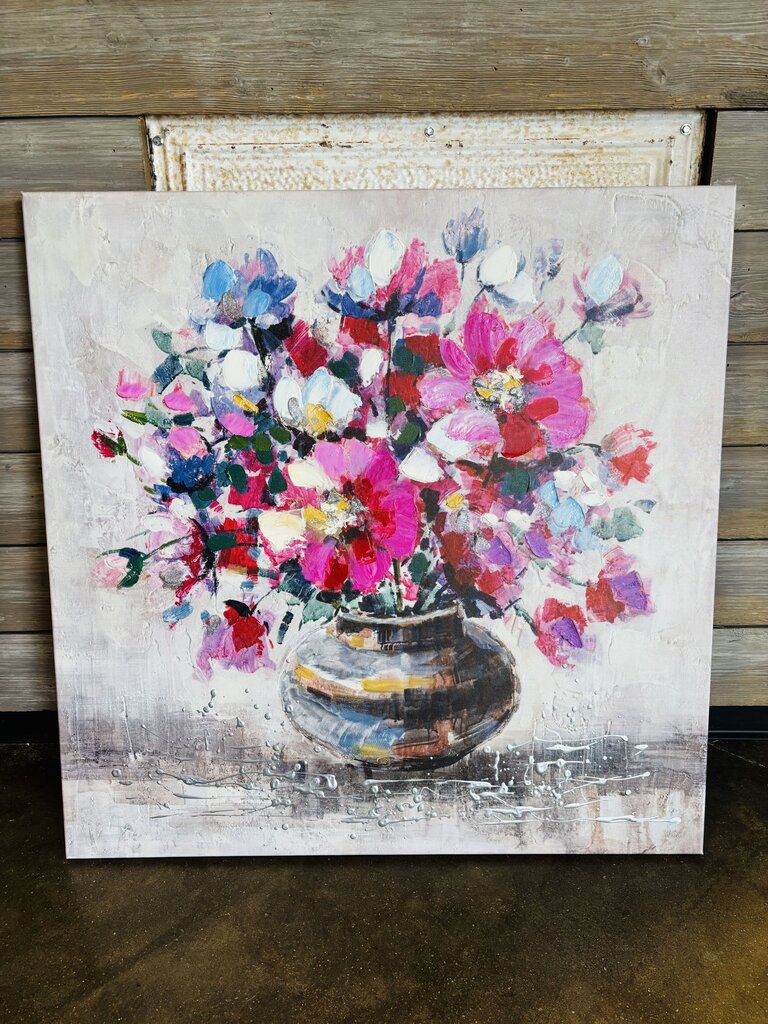 Pink Floral Painting 30" x 30"