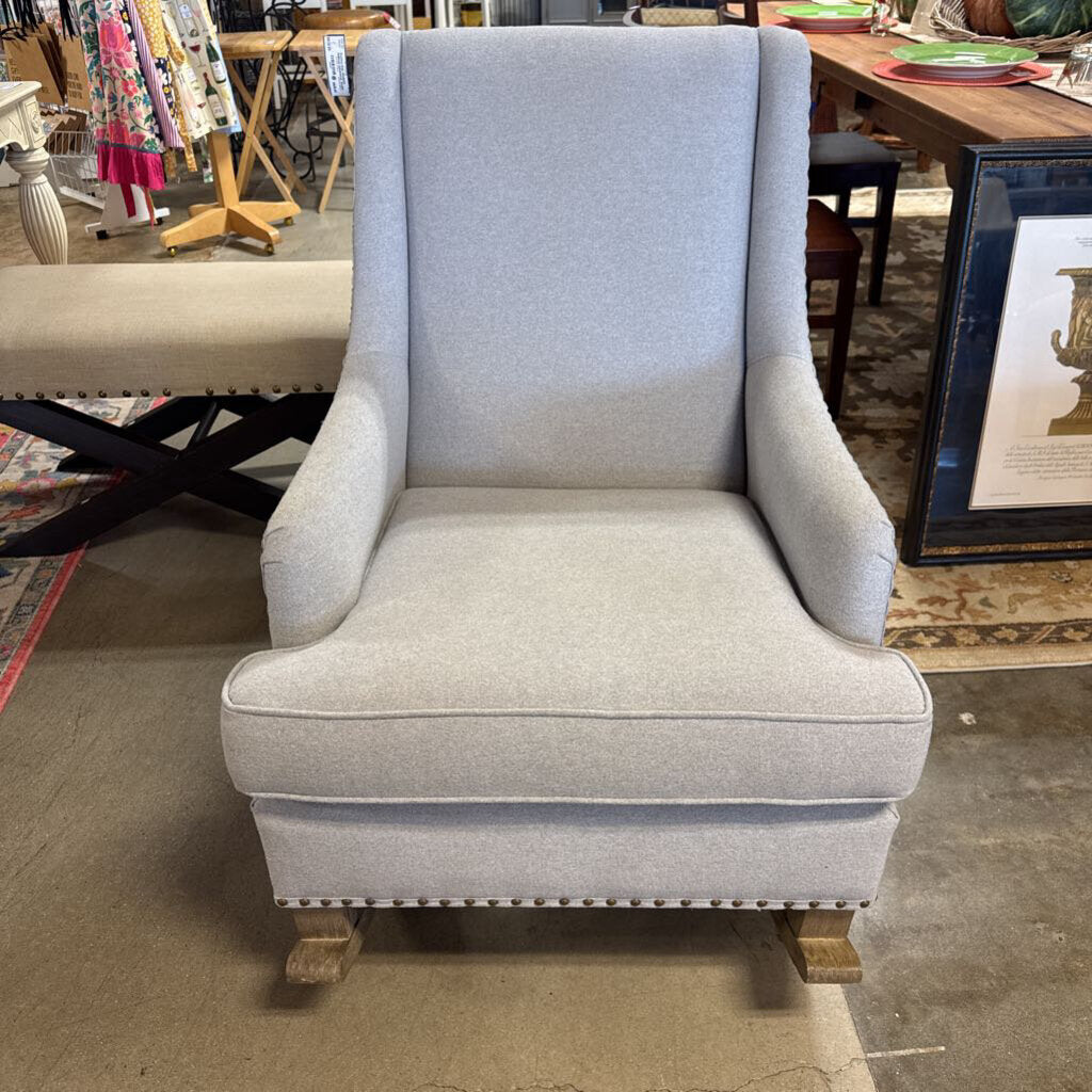 Wingback Nailhead Upholstered Rocker