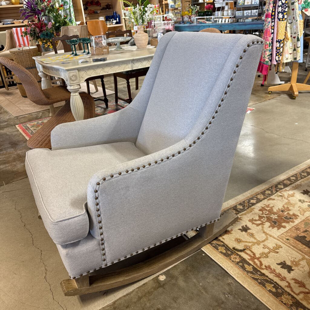 Wingback Nailhead Upholstered Rocker