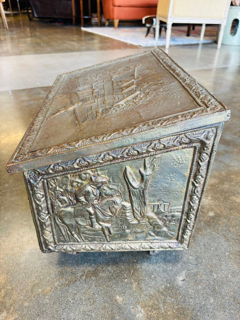 Vintage Brass Embossed Coal/Kindling Box