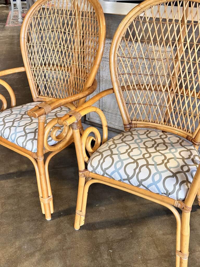 Set 2 Vintage Rattan Peacock Chairs