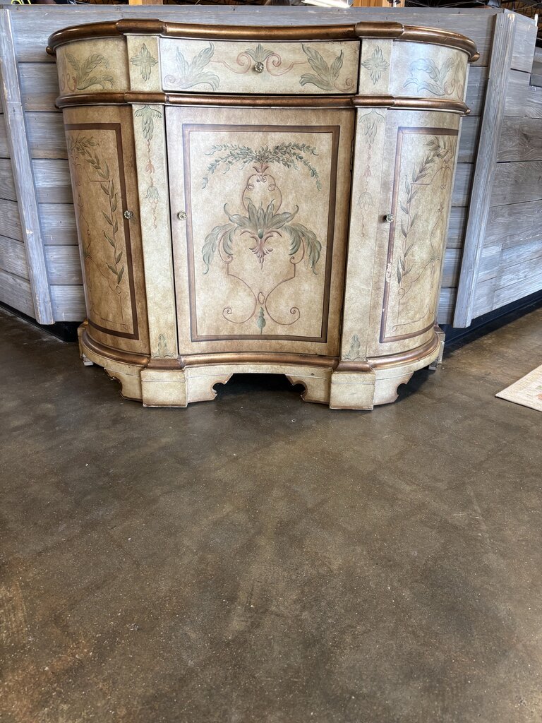 Italian Style Demilune Console w/Floral Motifs 44 X 16.5 X 34
