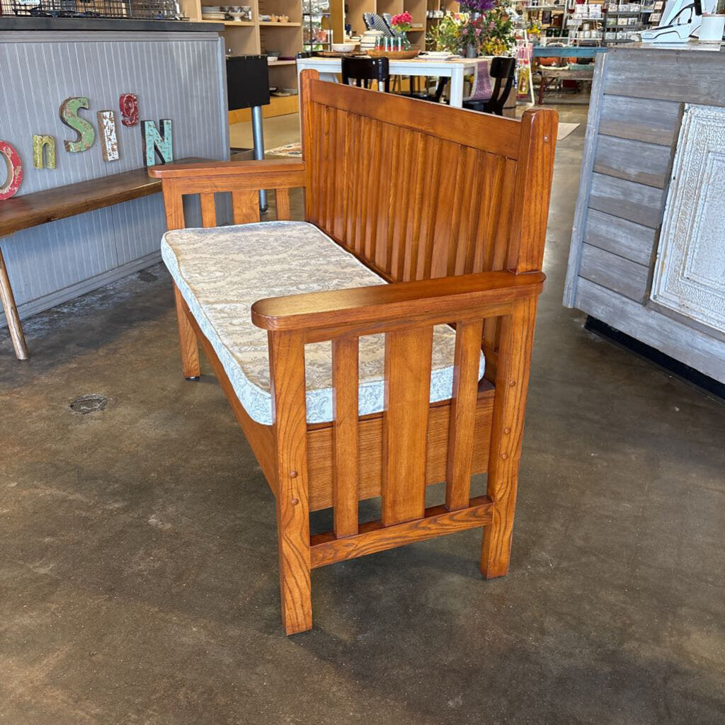 Mission Style Wood Bench with Storage 52 X 20 X 36