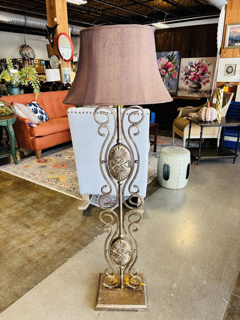 Wrought Iron Scroll/Medallions Floor Lamp