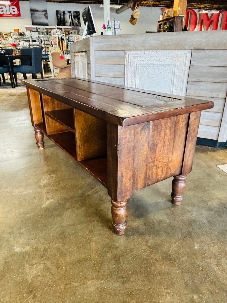 Wood Plank-Style Top Console 57.5 X 21 X 23.5