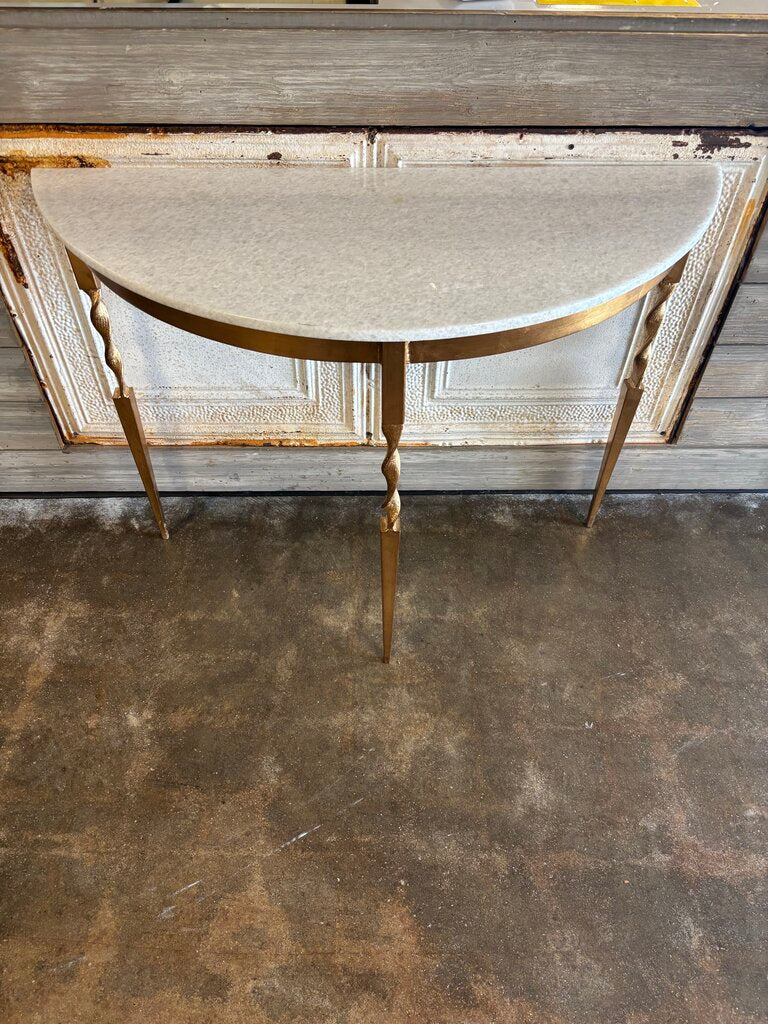 Marble Top Metal Base Demilune Console 40 X 16 X31