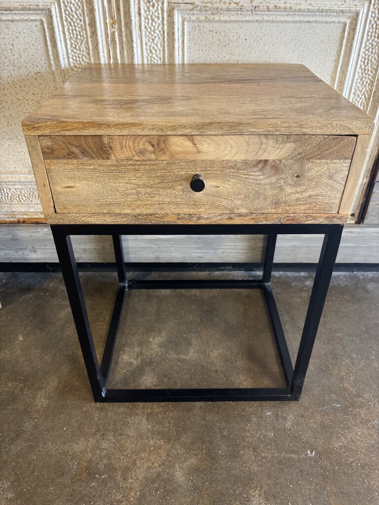 Wood/Metal One Drawer Side Table 18 X 16 X 24