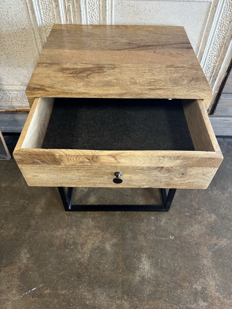 Wood/Metal One Drawer Side Table 18 X 16 X 24