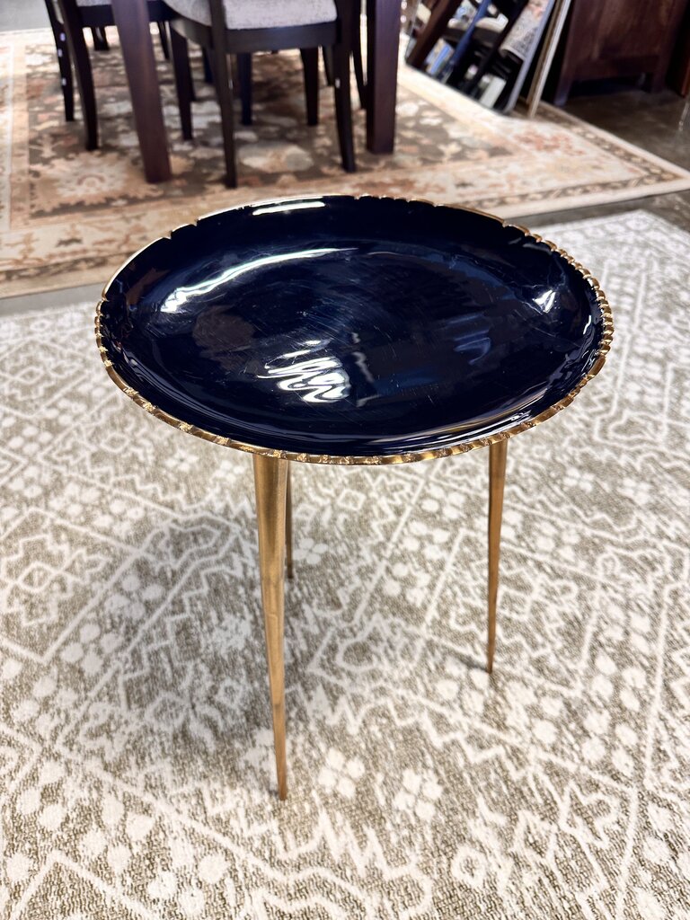 Painted Metal Side Table 14"R 21.25"H