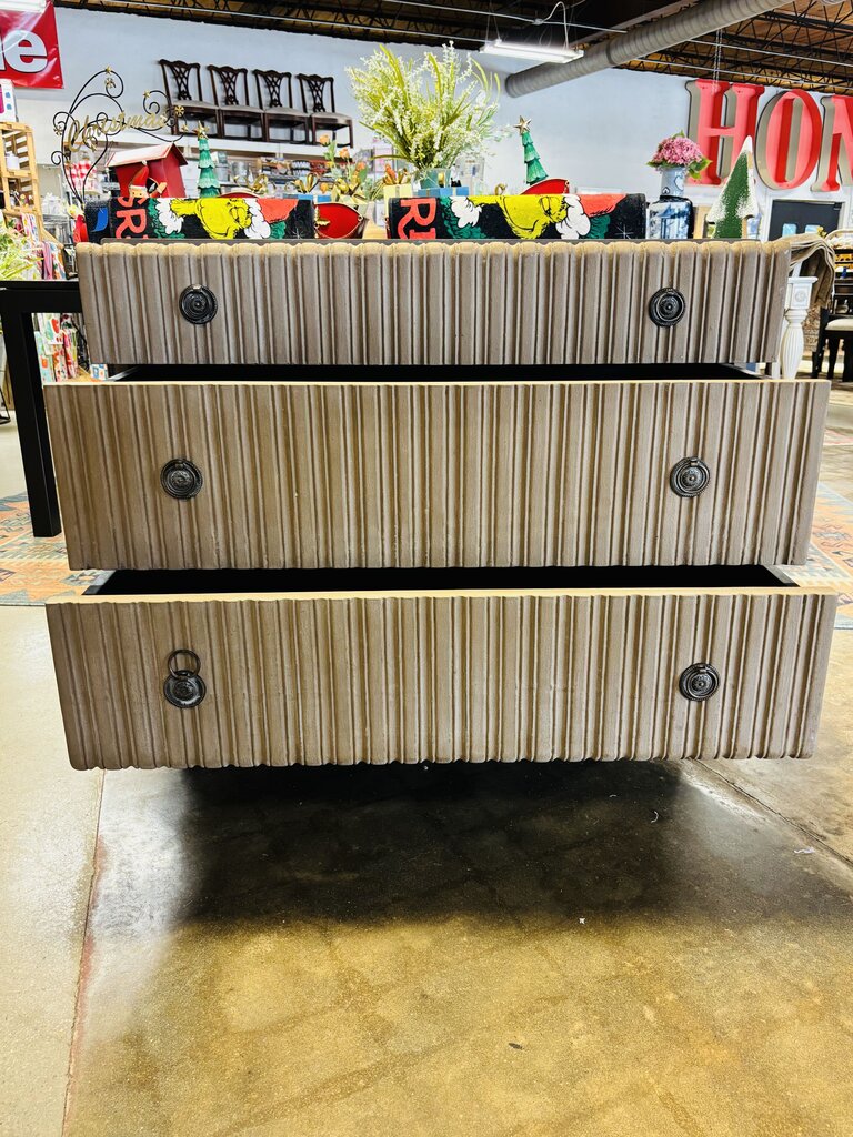Noir Ribbed 3 Drawer Dresser 38 X 21 X 32.5