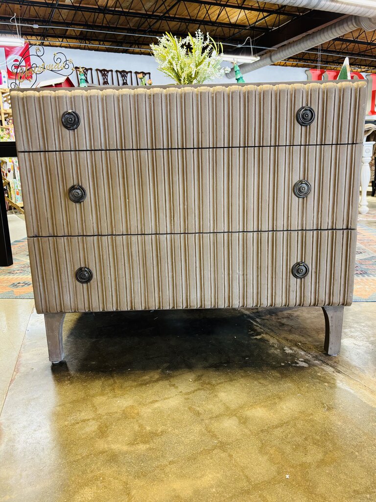 Noir Ribbed 3 Drawer Dresser 38 X 21 X 32.5
