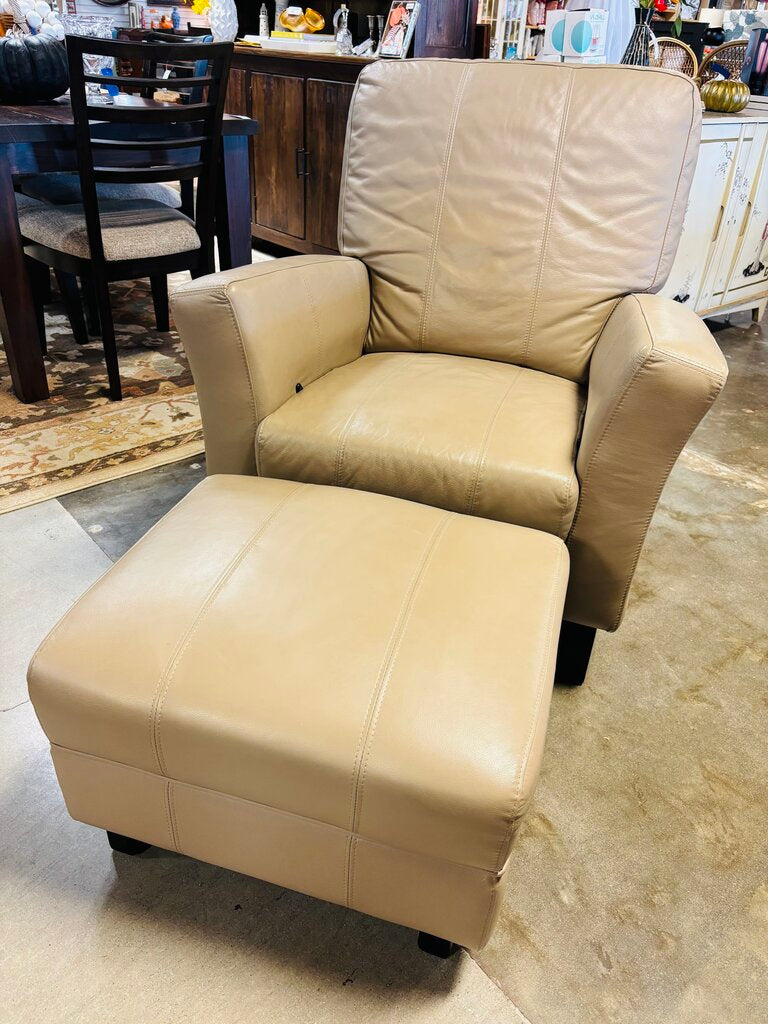 Leather Reclining/Rocker Chair with Ottoman