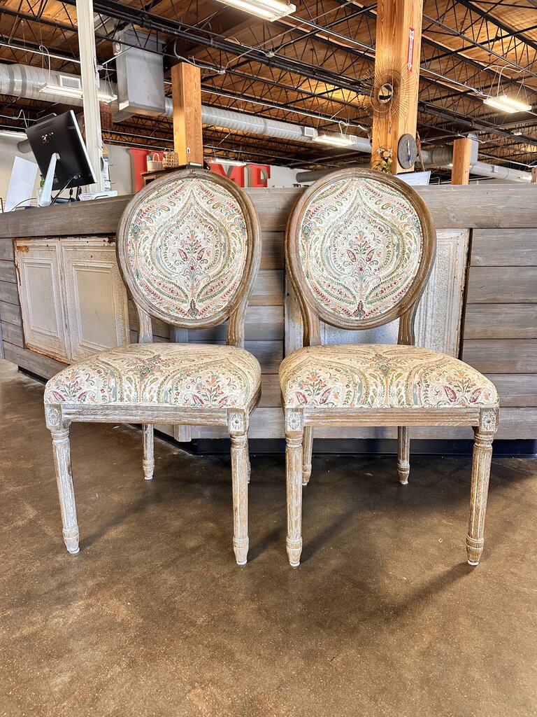 Set 2 Paisley Upholstered Dining Chair