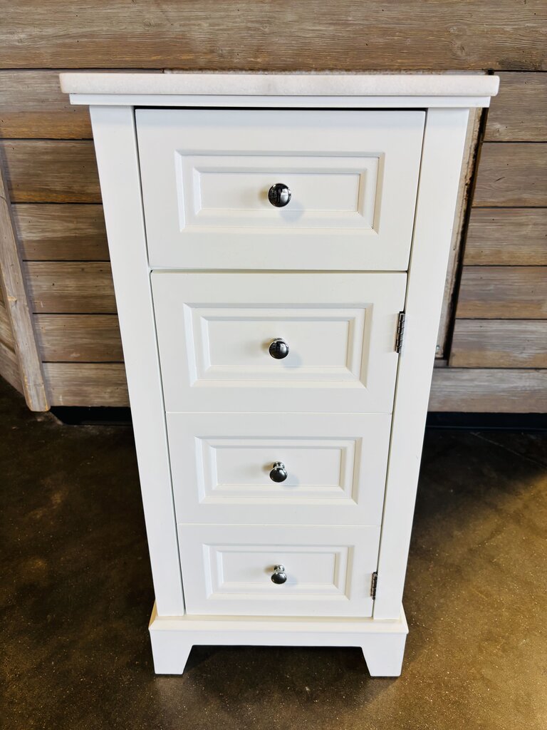Marble Top One Drawer Cabinet 15.25 X 13.25 X 32.25