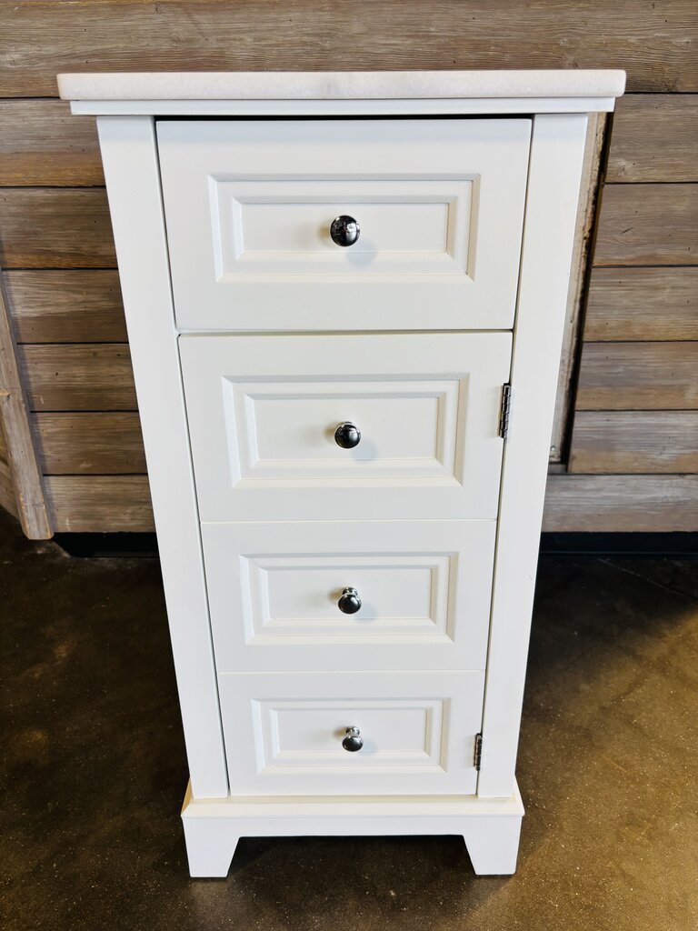 Marble Top One Drawer Cabinet 15.25 X 13.25 X 32.25