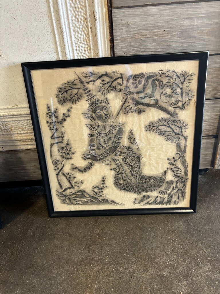 Vintage Thai Temple Rubbings 19 x 19