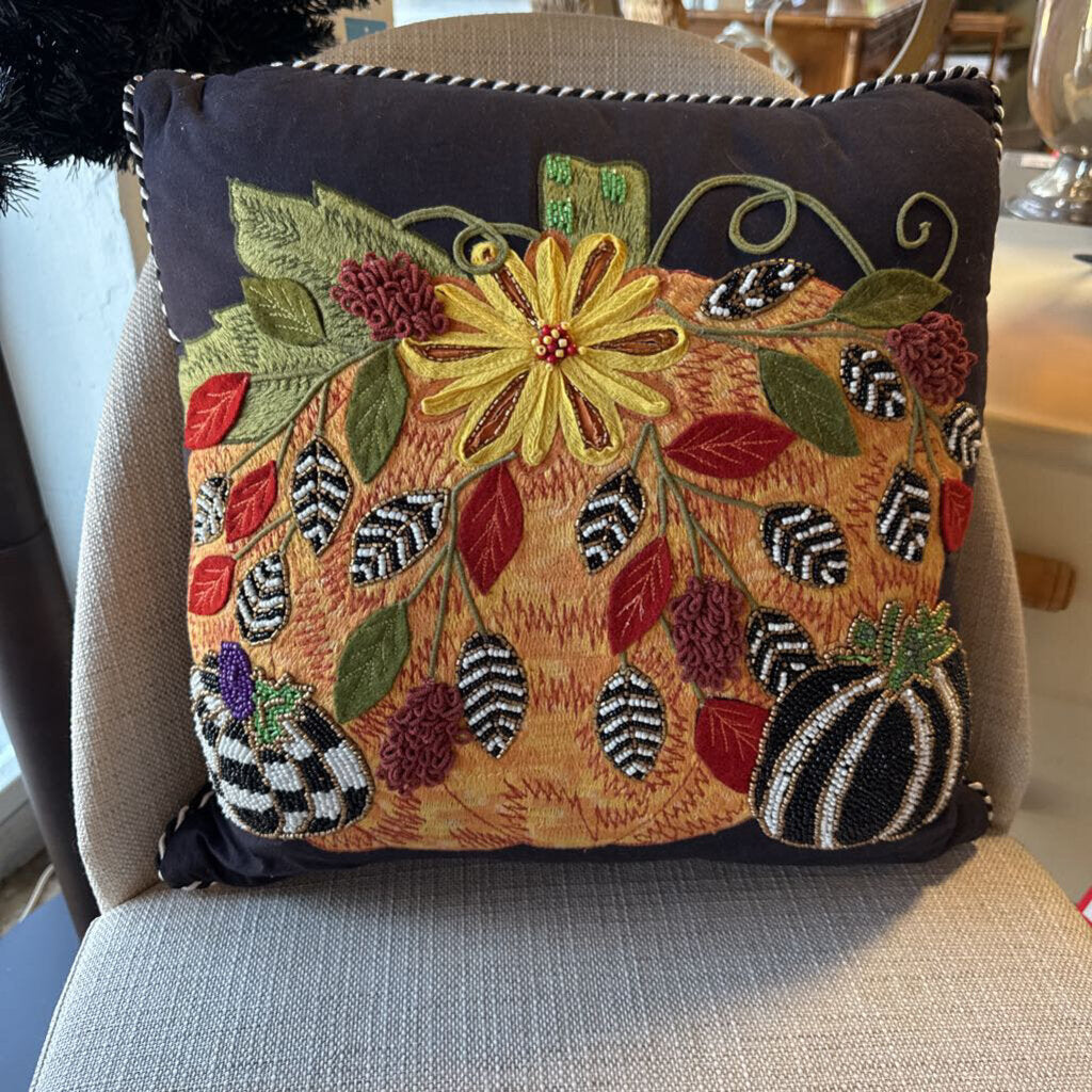 Harvest Pumpkin Embroidered & Beaded