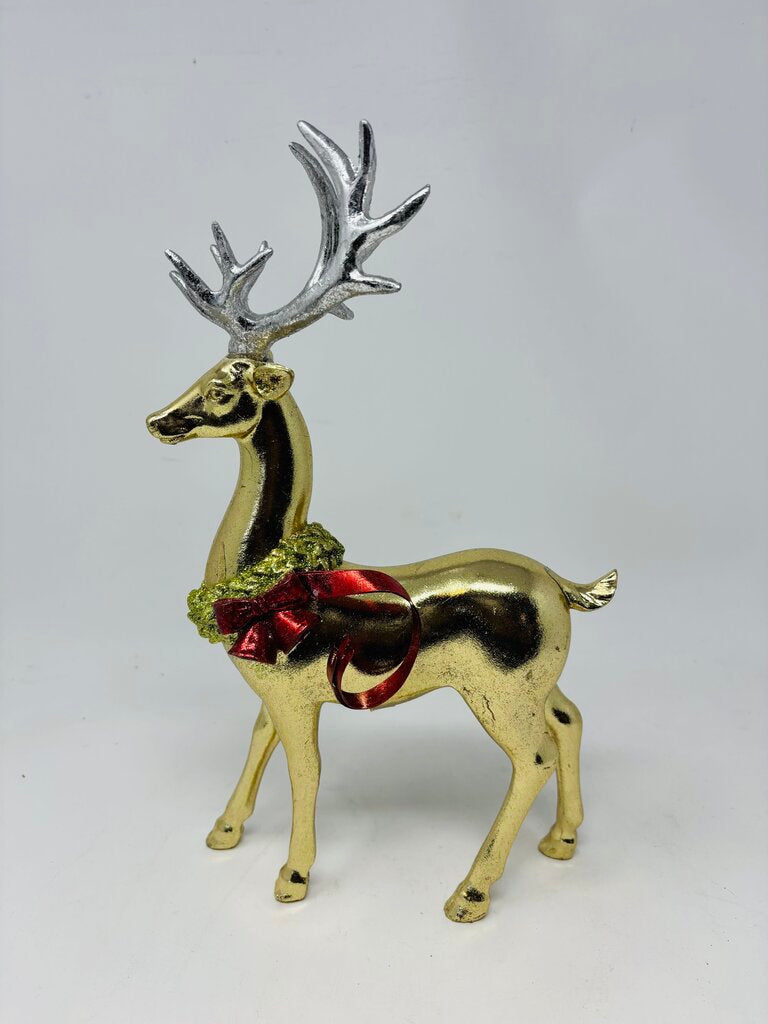 Gold Reindeer With Wreath
