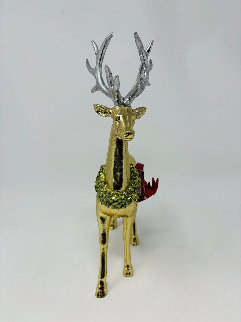Gold Reindeer With Wreath