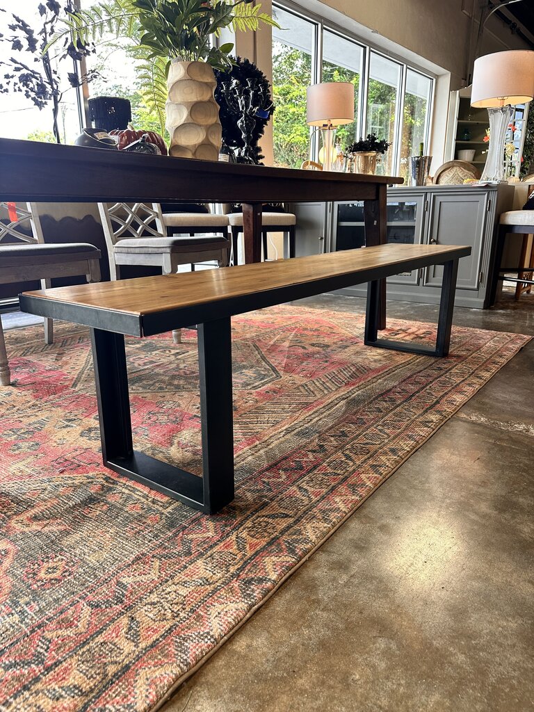 Light Wood & Dark Metal Bench