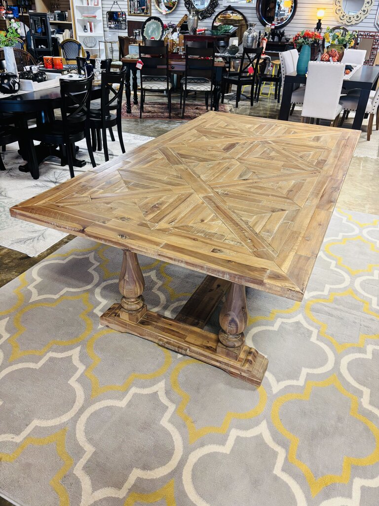 Geometric Pattern Pedestal Table