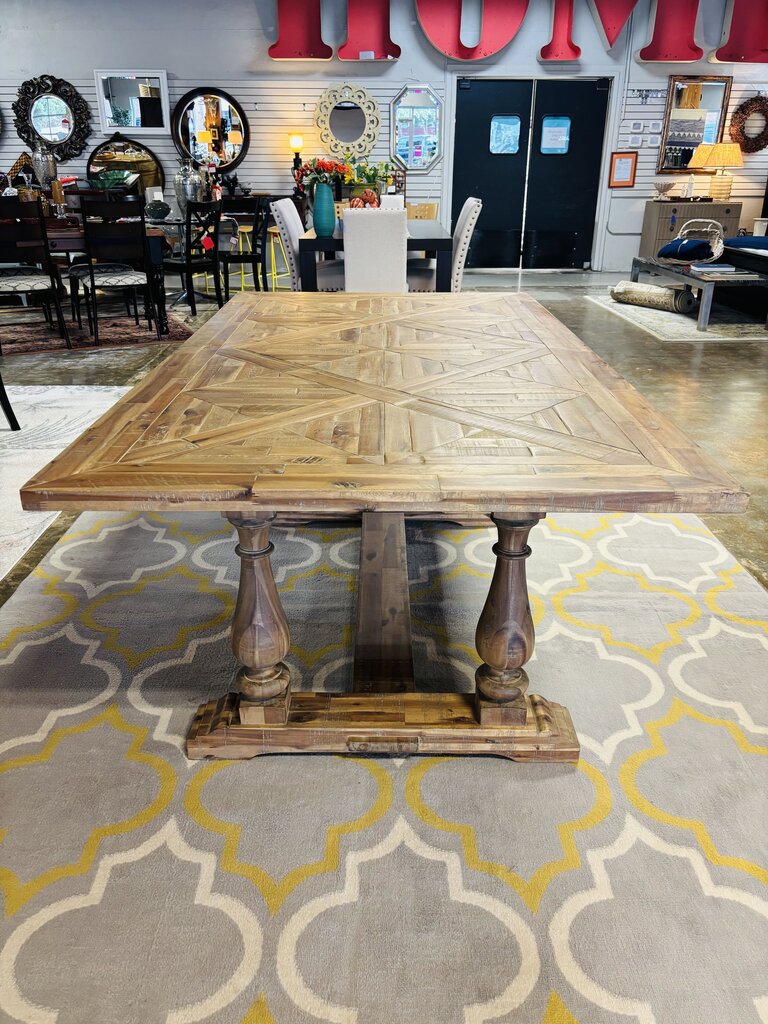Geometric Pattern Pedestal Table