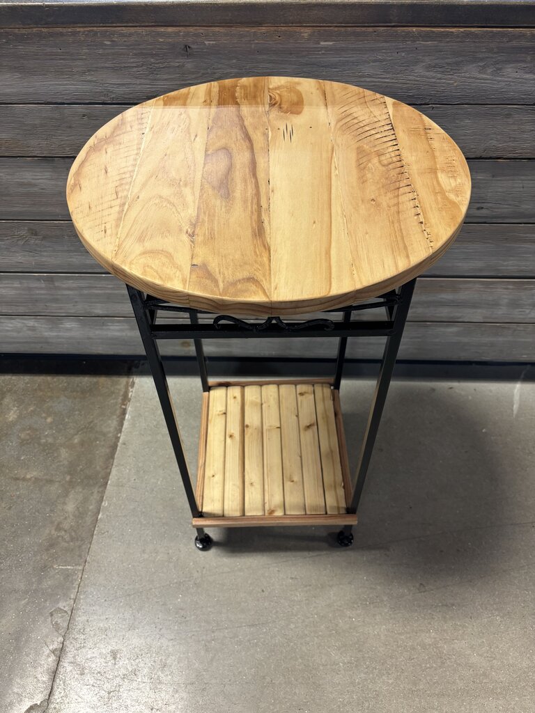 Round Top Metal Accent Table 17"R 29"H