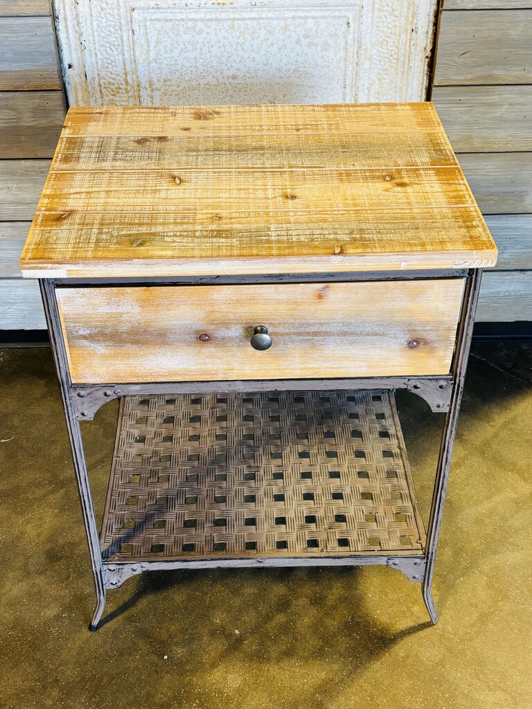 Rustic One Drawer Wood/Metal Accent Stand 20 X 16 X 24
