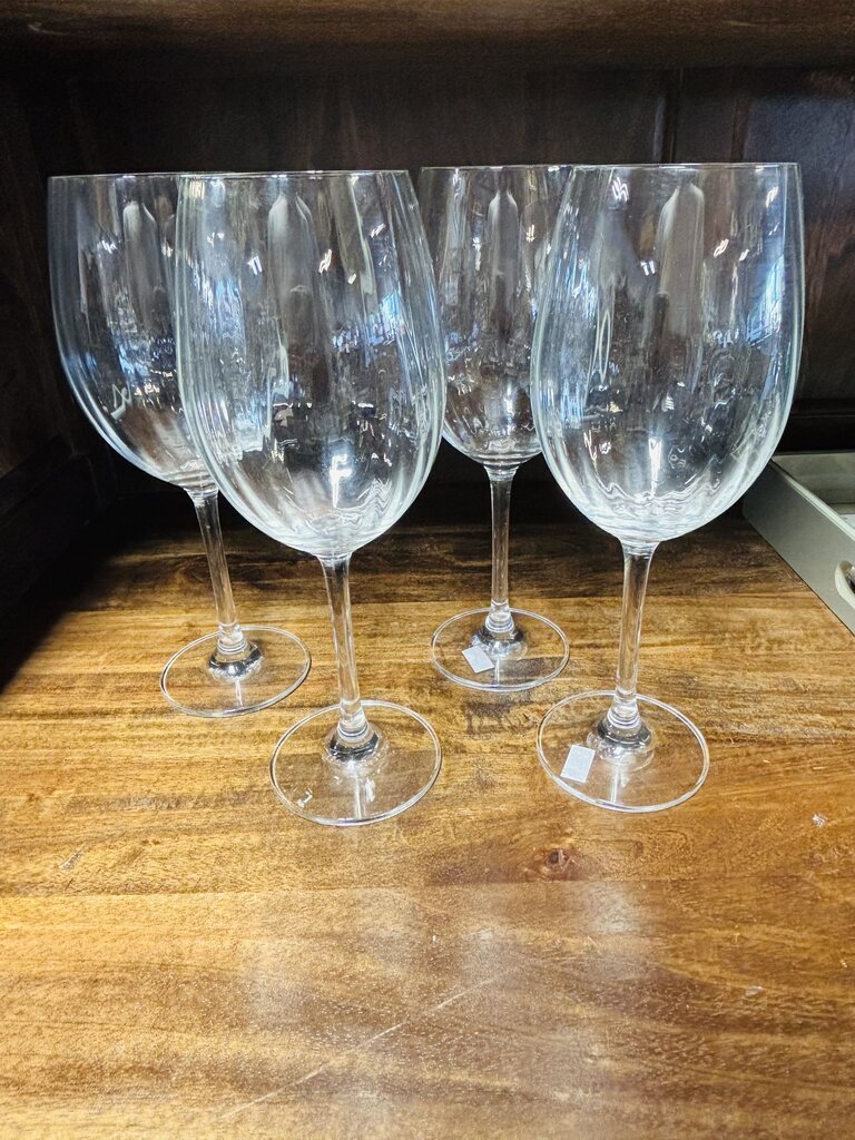 Ribbed Crystal Wine Goblets 4 PC