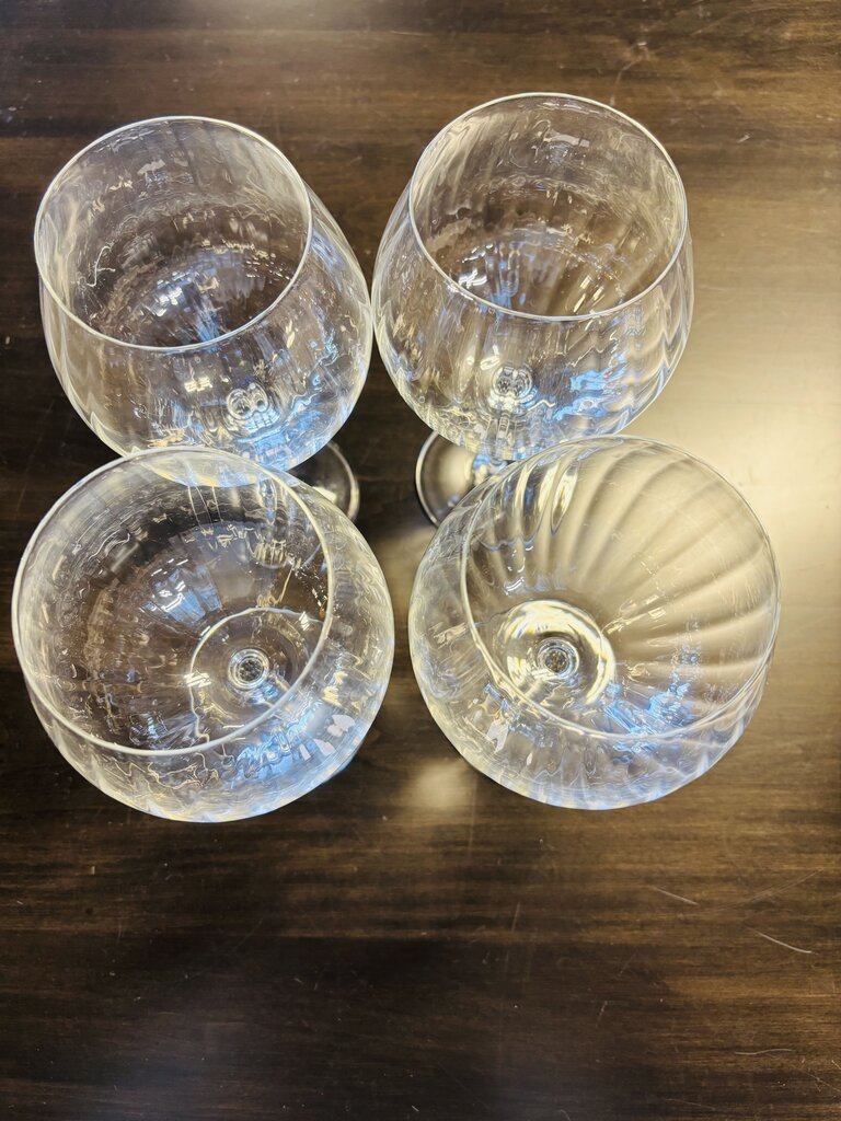 Ribbed Crystal Wine Goblets 4 PC