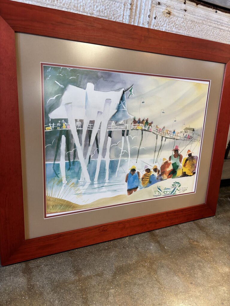 Fishing Off The Pier R.E. Templeton Signed/Numbered 35.25 X 28.5
