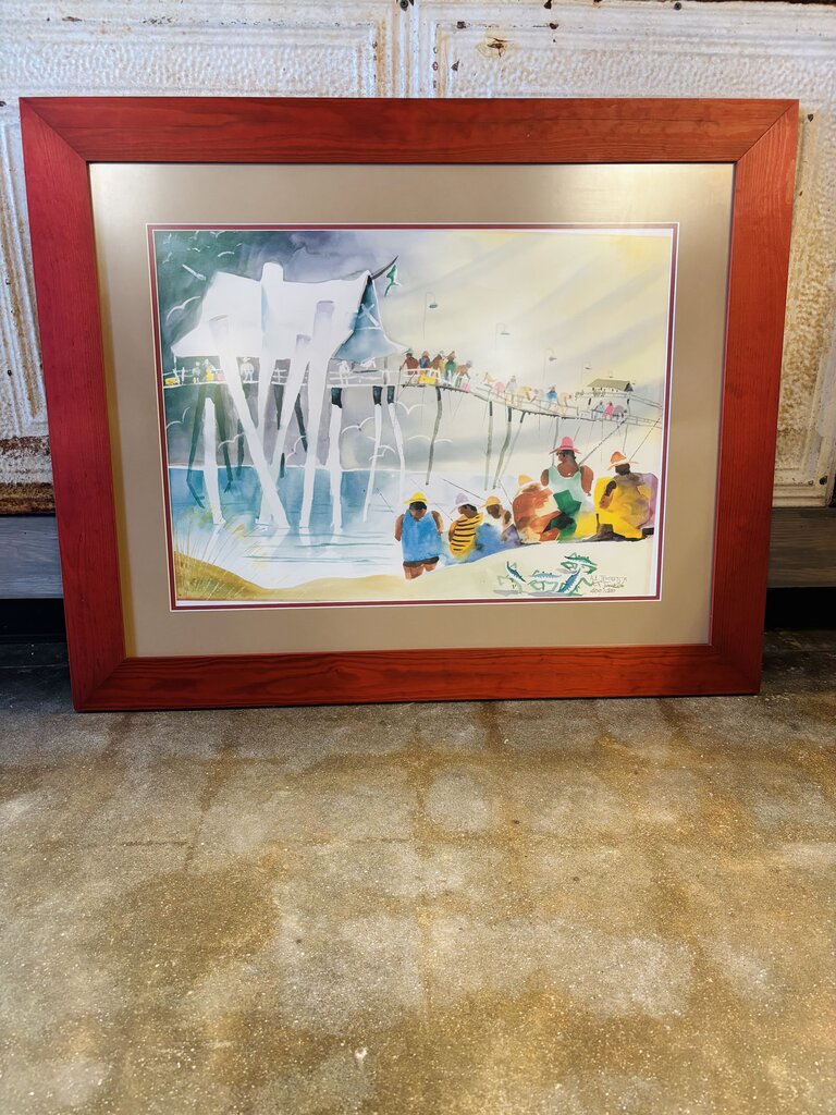 Fishing Off The Pier R.E. Templeton Signed/Numbered 35.25 X 28.5