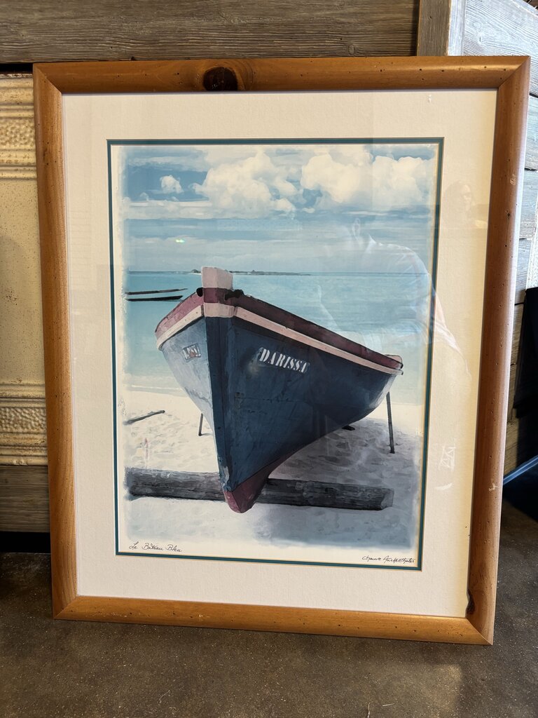 Le Bateau Bleu (The Blue Boat) Signed 26.75 X 33