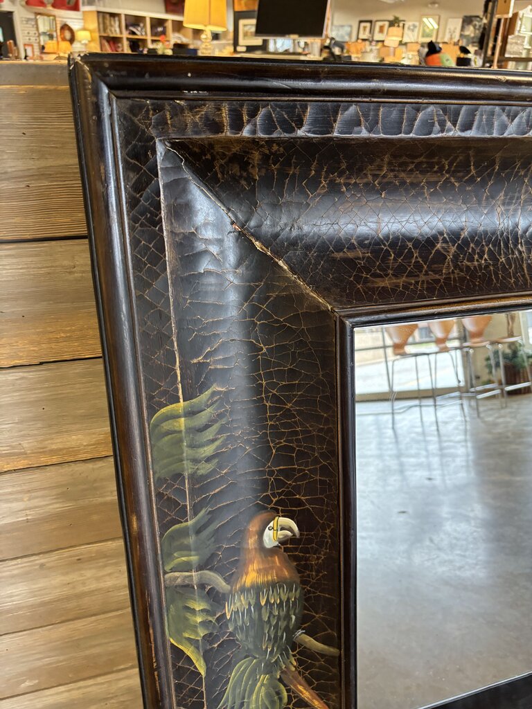 Vintage Chinoiserie Hand Painted Mirror 32.25 X 40 X 2.75
