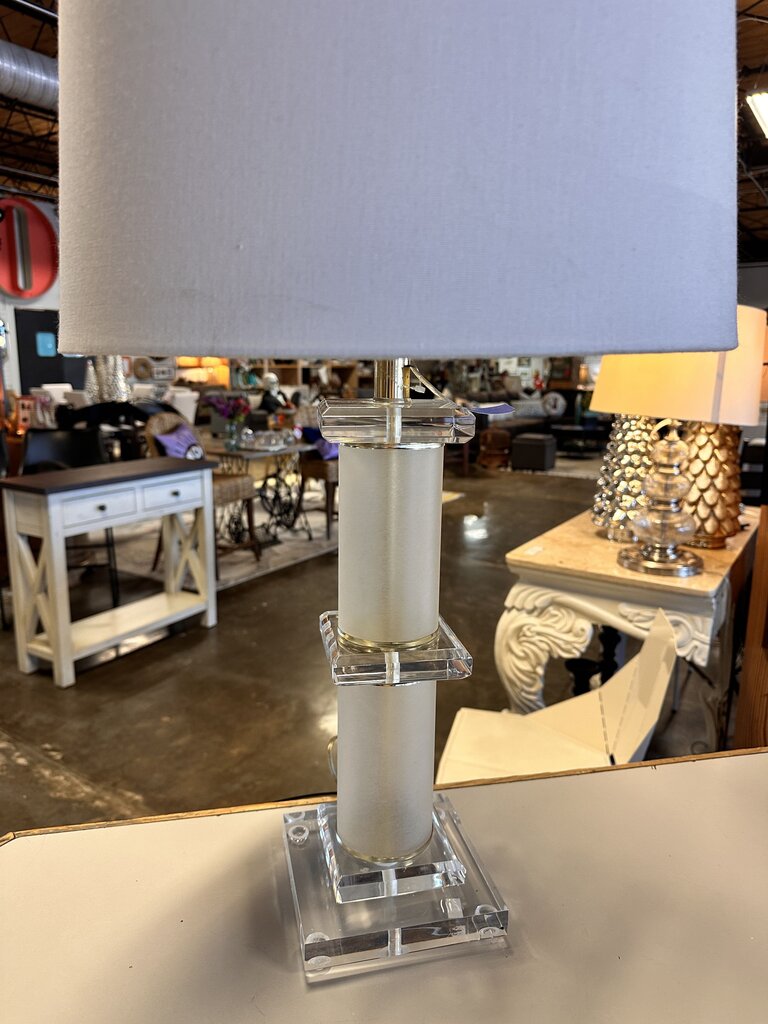 Stacked Lucite Clear Table Lamp