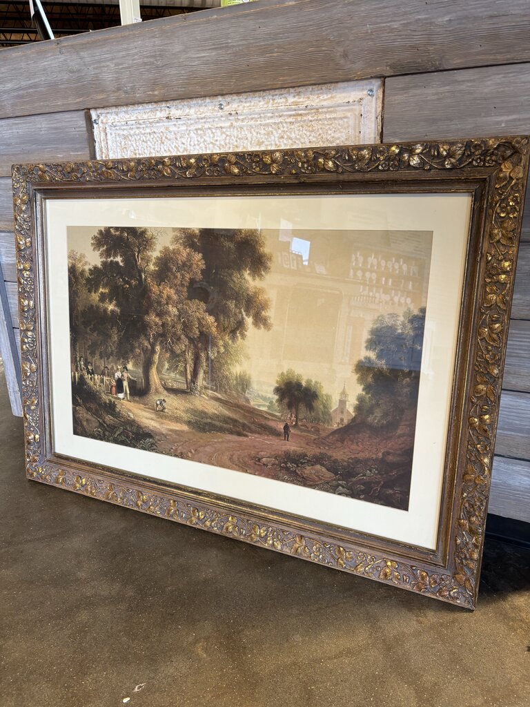 Pastoral Walk in Gold Frame