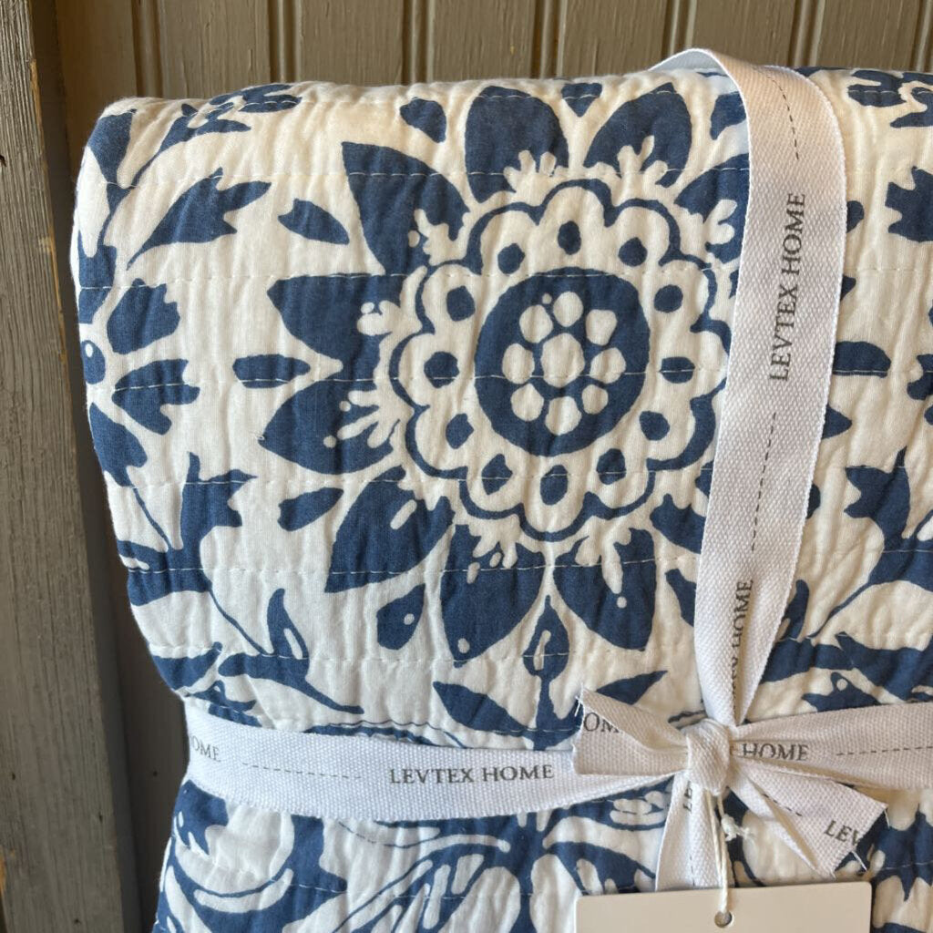 Clara Blue Quilted Throw